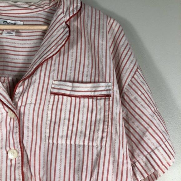 Madewell Cotton Blend Oversized Pajama Shirt in Shimmer Stripe - Picture 3 of 6